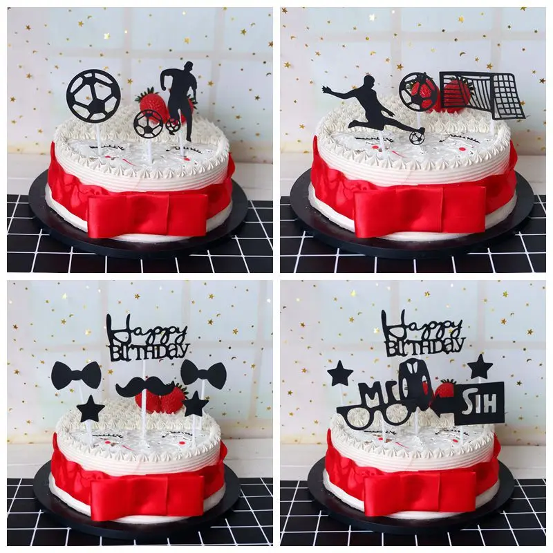 INS-adorno para tarta de fútbol para niños, banderas creativas para pastel de feliz cumpleaños para niños, fiesta deportiva de cumpleaños, decoraciones para pasteles DIY, nuevo