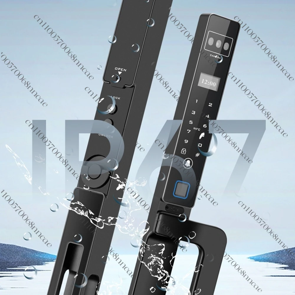 Tuya Smart Outdoor Aluminum Sliding Door Lock WIFI Fingerprint Face Recognition Palm Vein Waterproof Features Cloud Data Camera