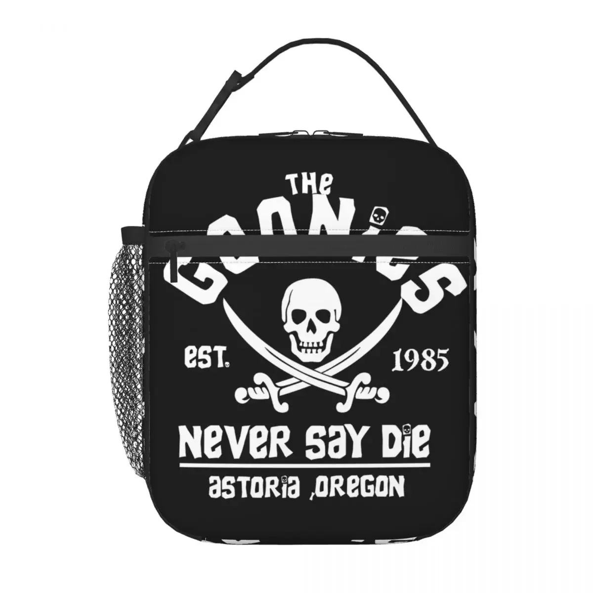 The Goonies Vintage Thermal Insulated Lunch Bags Never Say Die Skull Logo Portable Lunch Container for Outdoor Picnic Food Box