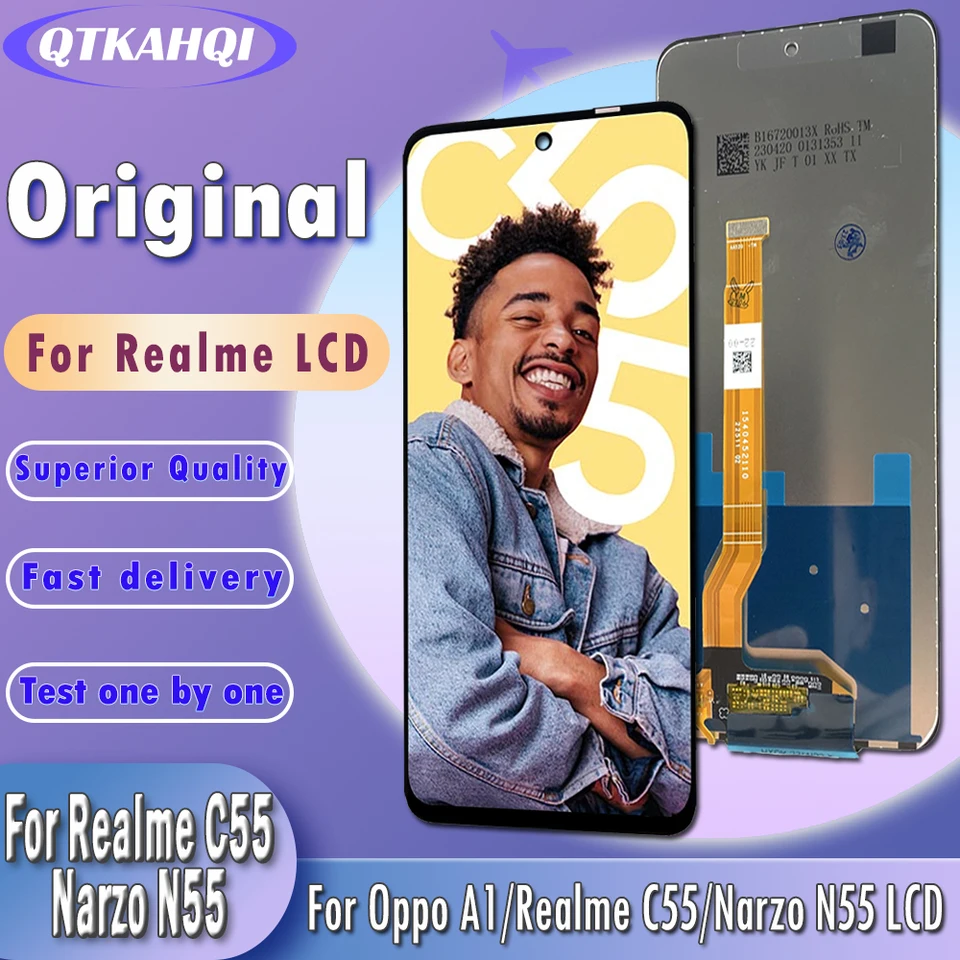 Display LCD Per Realme C55 RMX3710 – Schermo 6.72" Con Cornice, Kit Riparazione Incluso