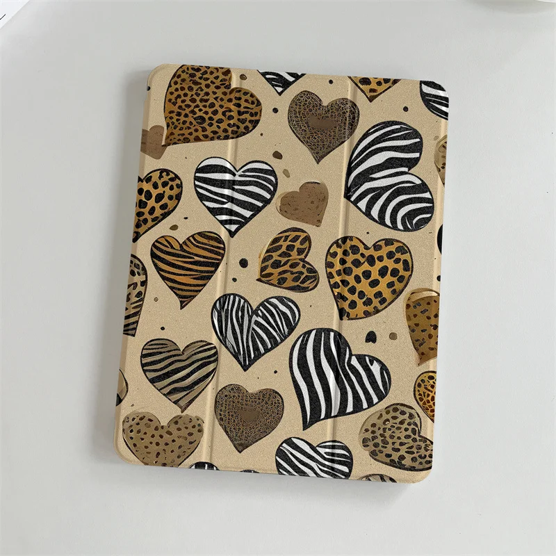 Cute Leopard Love Case For Apple iPad Air 2024 Pro 11 inch Air5/4 10.9 iPad 5/6/7/8/9 9.7 Air 3 10.2/10.5\'\' mini 6/5/4 Cover