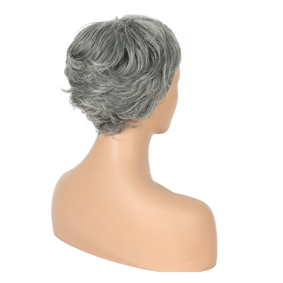 Synthetic Short Curly Wigs for Women Silver Gray Wig with Bangs Halloween Costume Wig Female Cosplay Lady  Wig