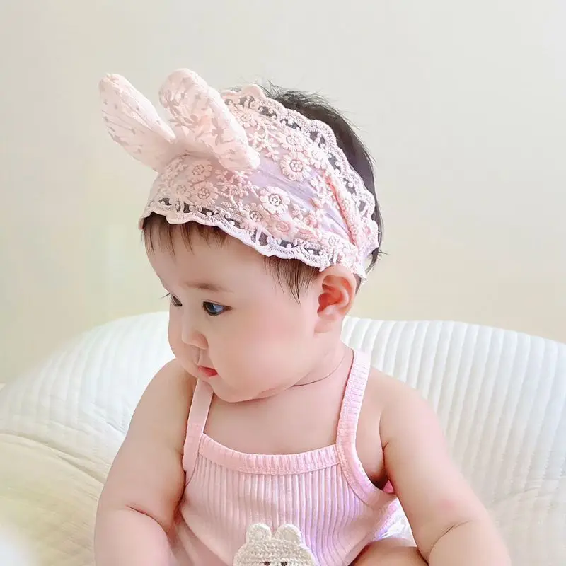 Big Bow Lace Headband para Baby Girl, Korean Sweet Bowknot, Princess Hairbands, Headwear para crianças, Acessório de cabelo