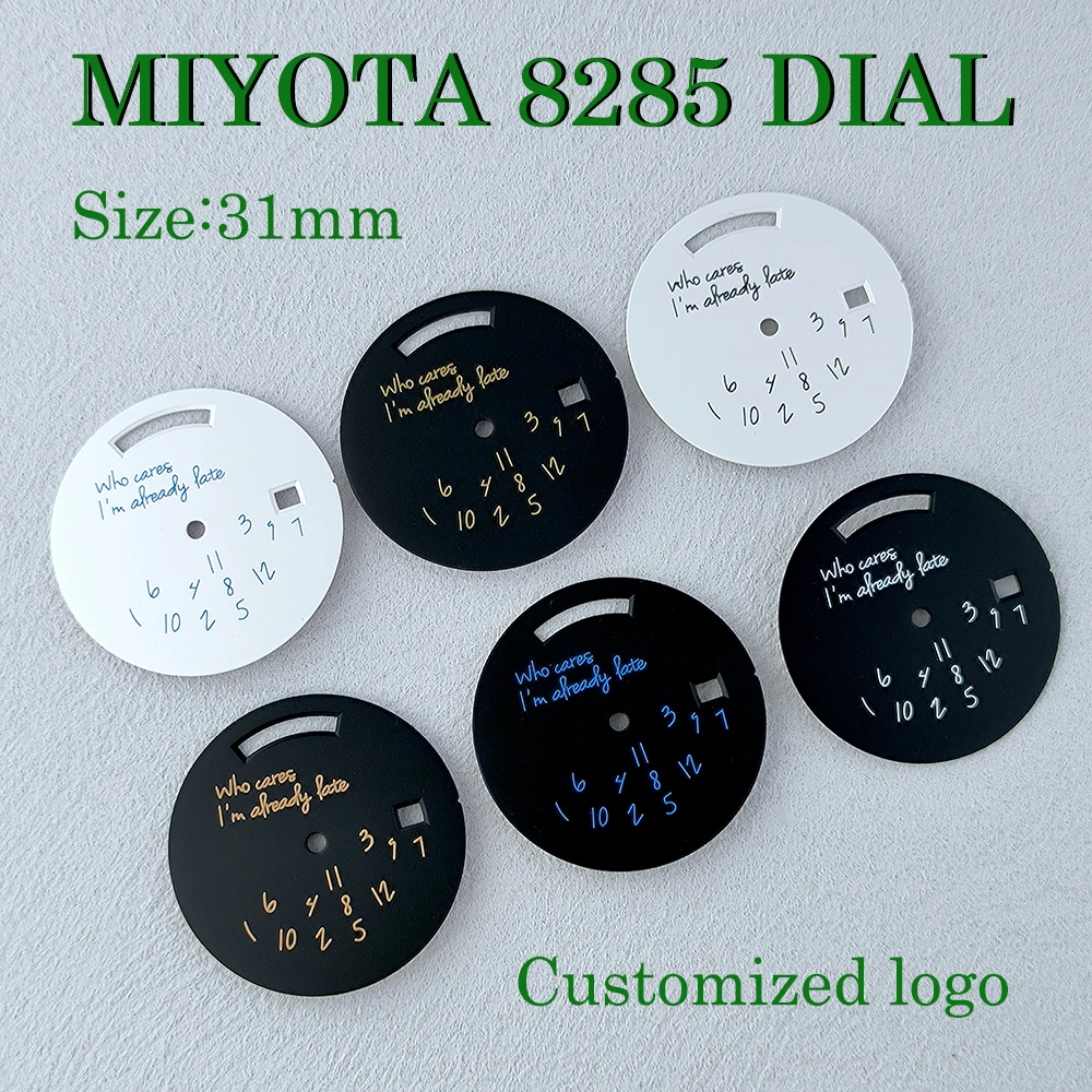 Miyota8285 Dial 31mm Who Cares Watch Dial Customized Logo Black Dial Men's Watch Dial Miyota 8285 Movement Watch Accessories