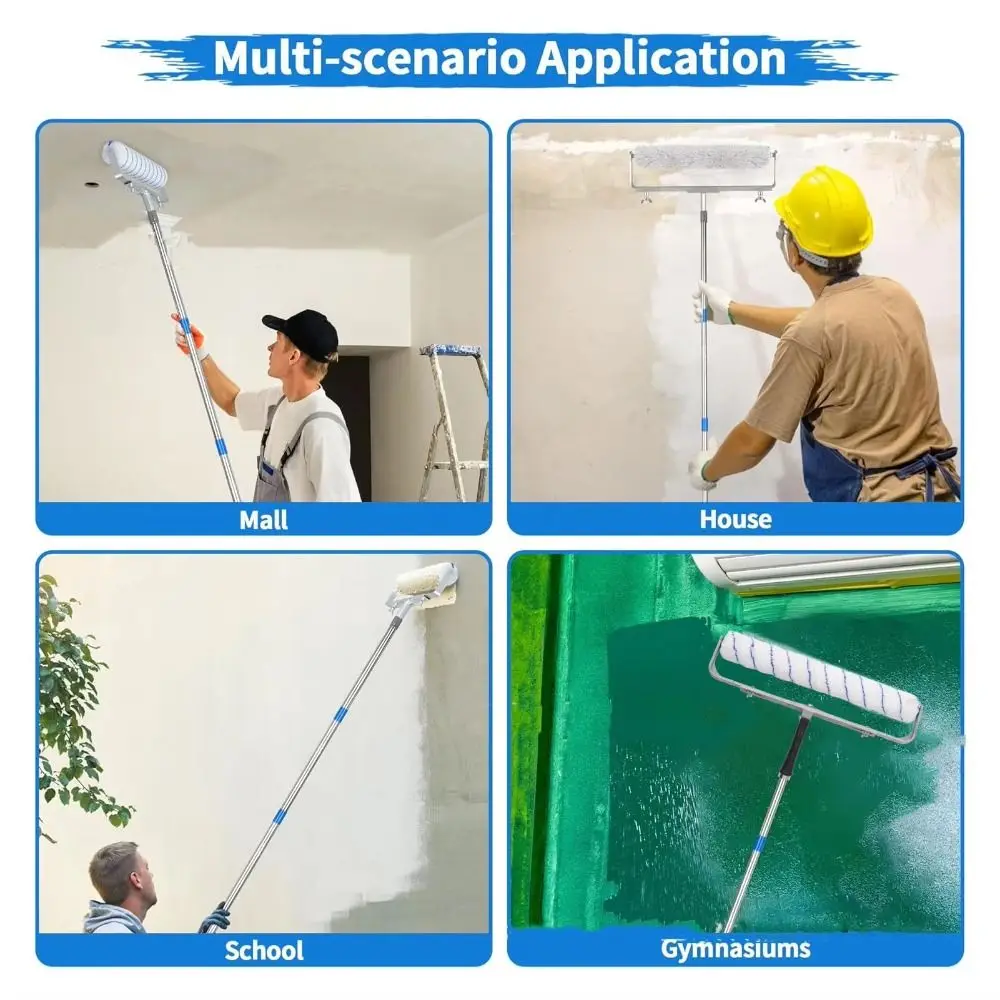Easy To Clean Paint Roller Adjustable Microfiber Roller Brush 18 Inch Width 1/2 Inch Fluff Roller Frame Floor Finishing