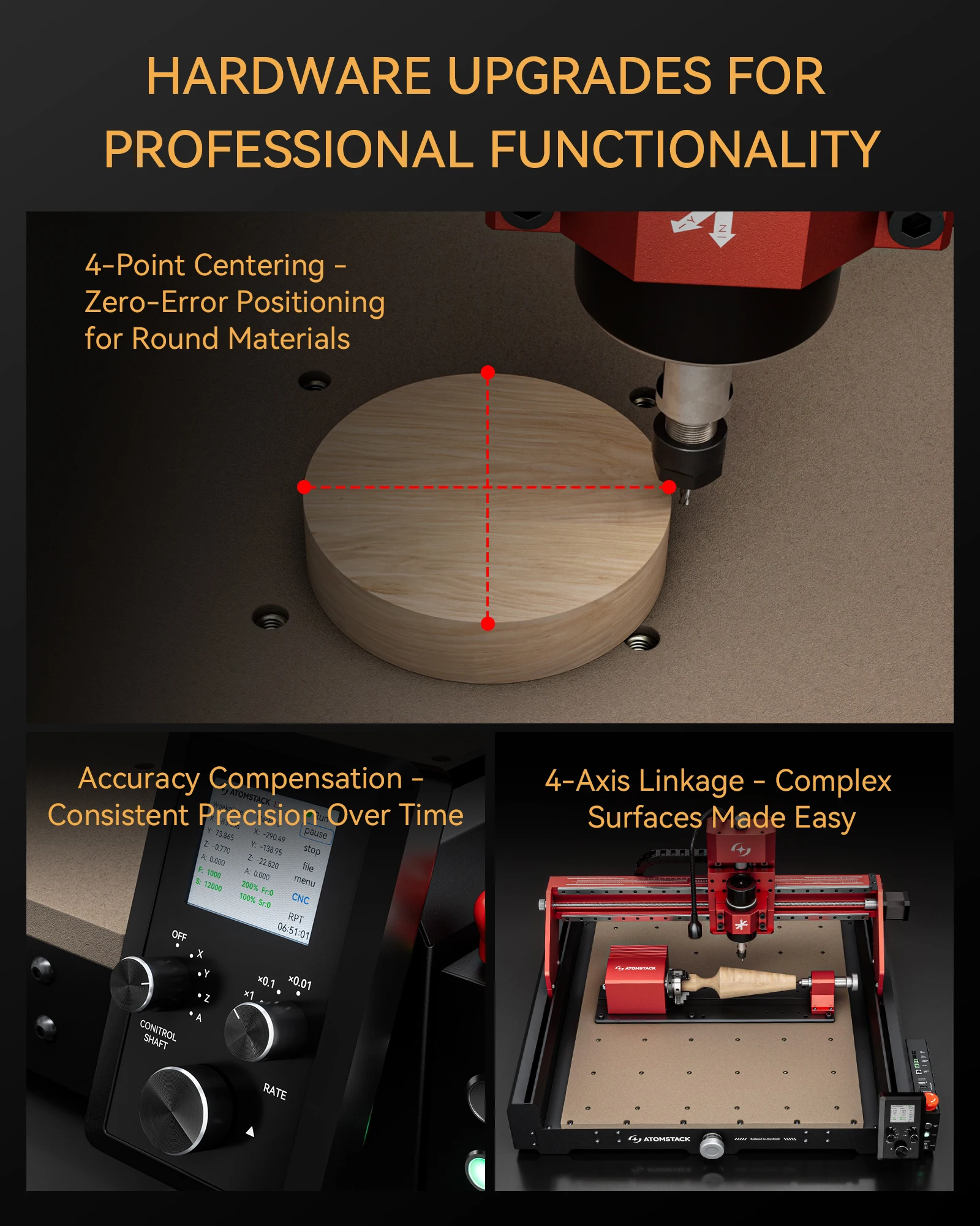 ATOMSTACK C4 PRO Desktop Macchina per incidere di CNC 200W 400*400mm Per metalli tenui Macchina per incidere di roccia di legno acrilico di plastica di giada