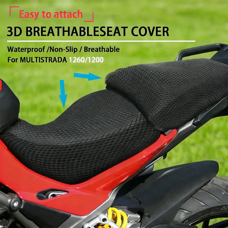 3D Mesh Motorcycle Seat Cover Breathable Summer Cool Comfortable Cushion For Ducati Multistrada 1260 1200 Moto Accessories