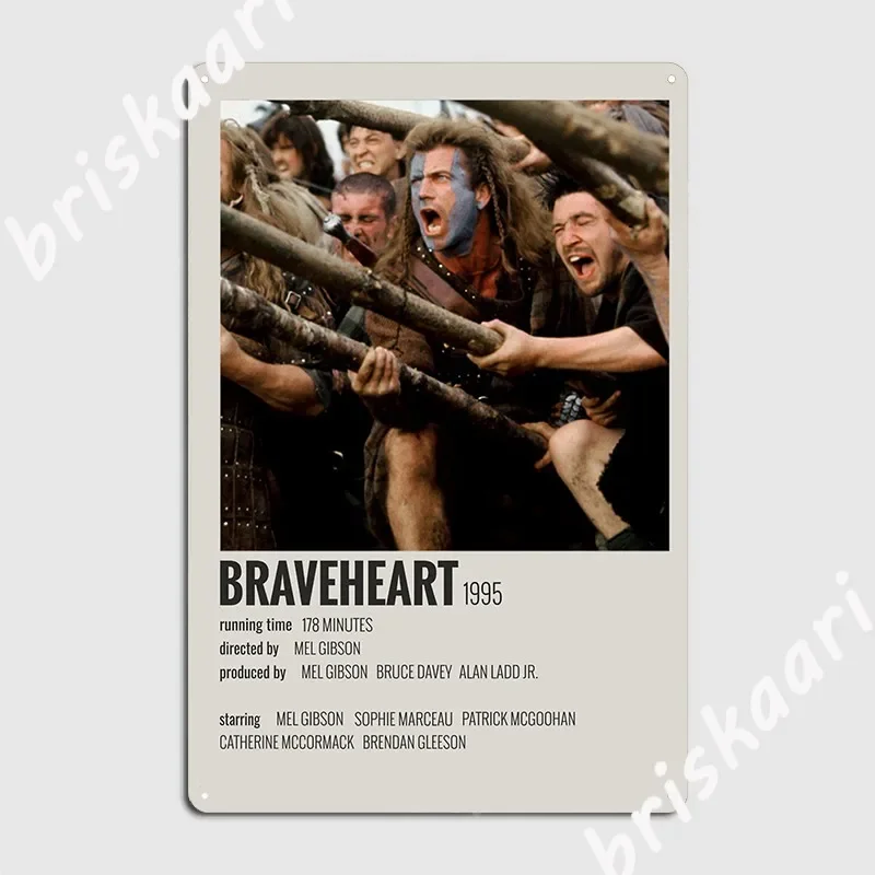 Braveheart 1995 Metal Plaque Poster Funny Mural Painting Cinema Wall Mural Tin Sign Posters