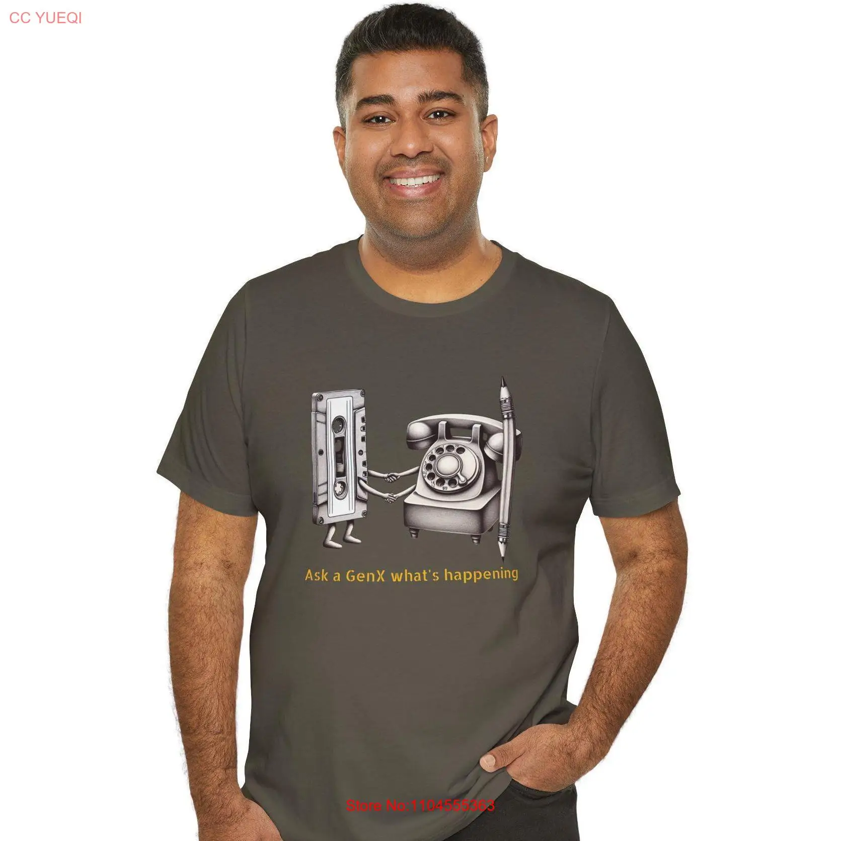 خمر GenX كاسيت الشريط الروتاري الهاتف وقلم رصاص عقد الأيدي تي شيرت يذكرنا الموسيقى الرجعية الحنين #1