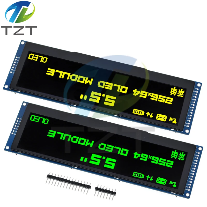 Imagem -05 - Tzt-oled Display Lcd para Arduino Uno r3 Interface Spi Porta Paralela de Bits Unidade 256x64 Cor Amarelo Verde 55 Ssd1322