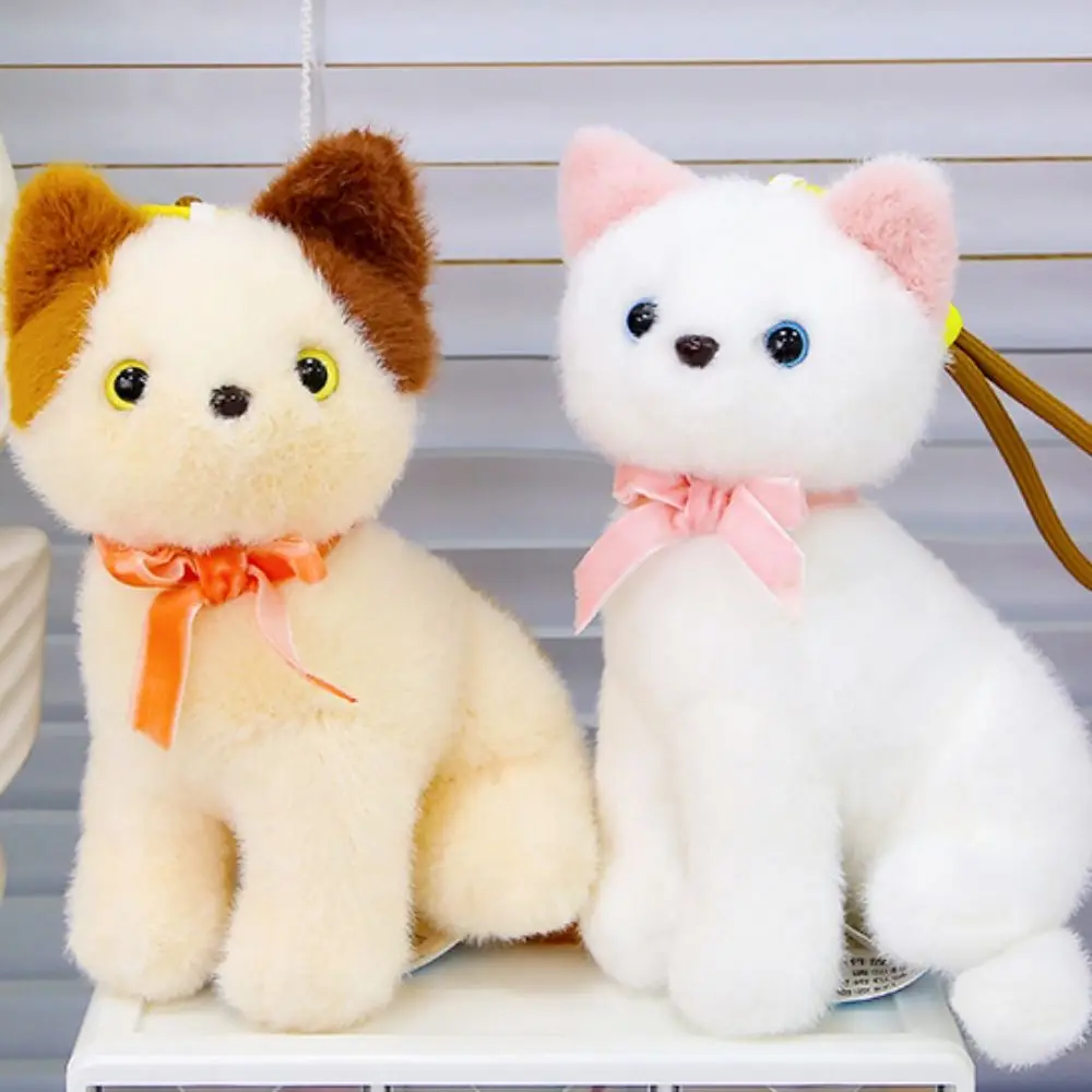 PP algodão pequeno gato de pelúcia chaveiro fofo coleção gato saco de pelúcia pingente ornamentos dos desenhos animados simulado gato boneca de pelúcia