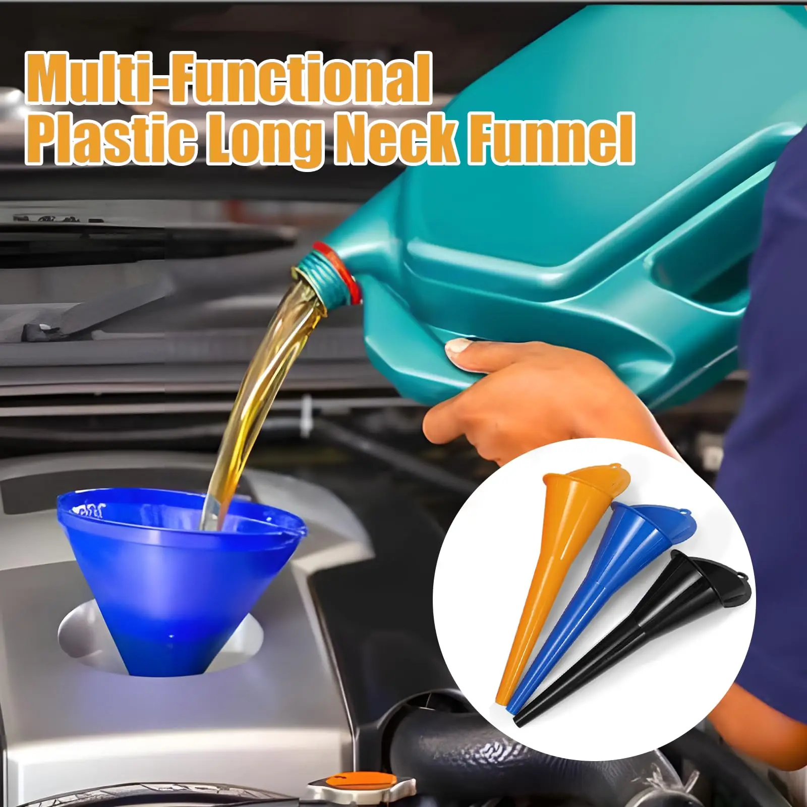 

Car Long Stem Funnel Gasoline Oil Fuel Filling Tools Anti-splash Plastic Oil Funnel Motorcycle Refueling Tools Auto Accessories