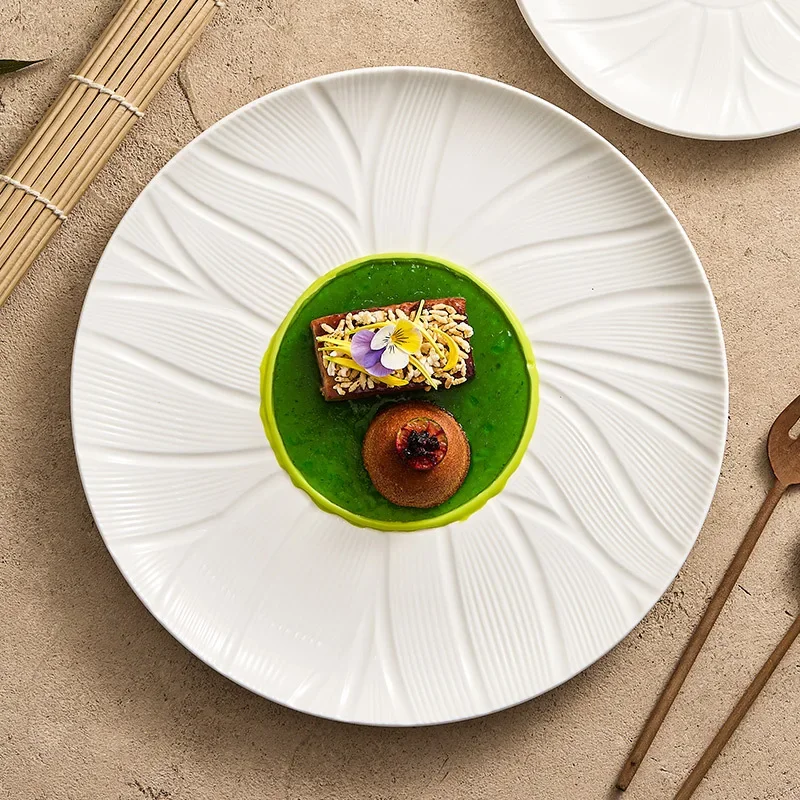 Pasta Plate Household Dish Plate Premium Sense  Hotel Tableware Western Plate Restaurant Dish Ceramic Round
