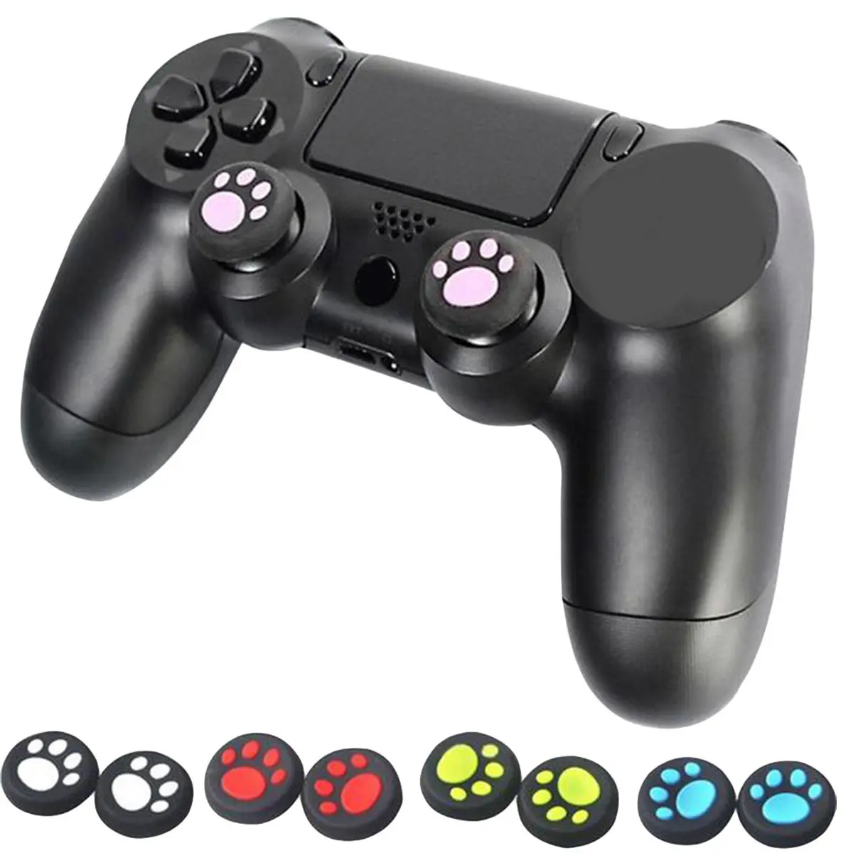 Joystick Thumb Grip Caps 4 Pack Soft Silicone Cat Pattern Covers for Game Controller Comfort and Control
