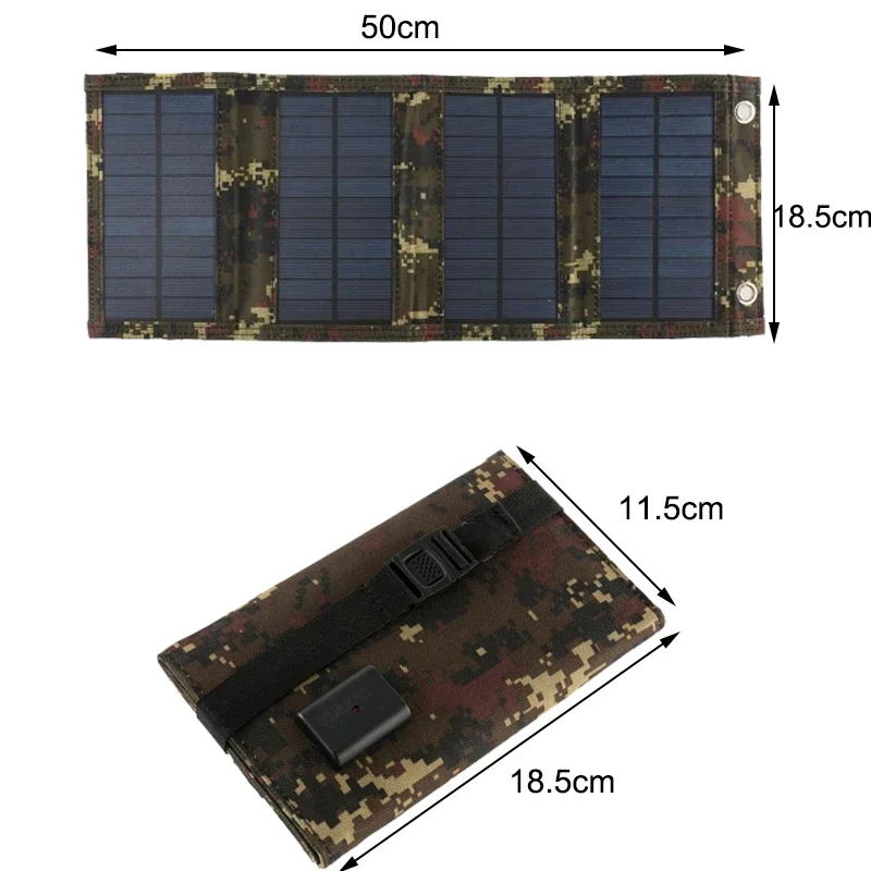 20W Foldable Solar Panel Charger Waterproof Solar Plate 5V USB Safe Charge Cell Solar Phone Charger for Outdoor Camping Hiking