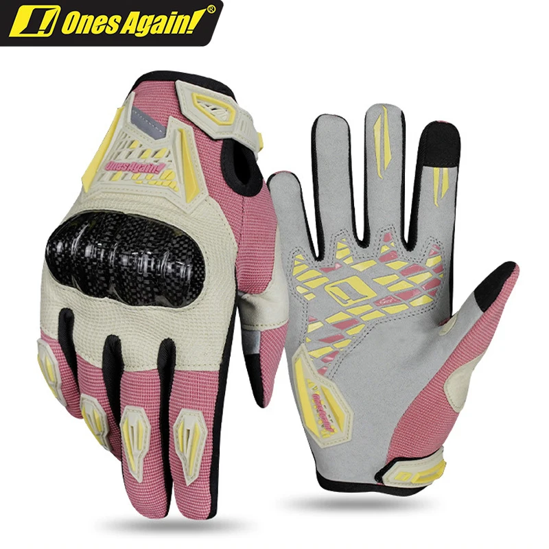 

Ones Again! Мотоциклетные перчатки, женские летние дышащие перчатки из углеродного волокна, перчатки для мотоциклистов, перчатки с полным пальцем для гонок на мотоциклах