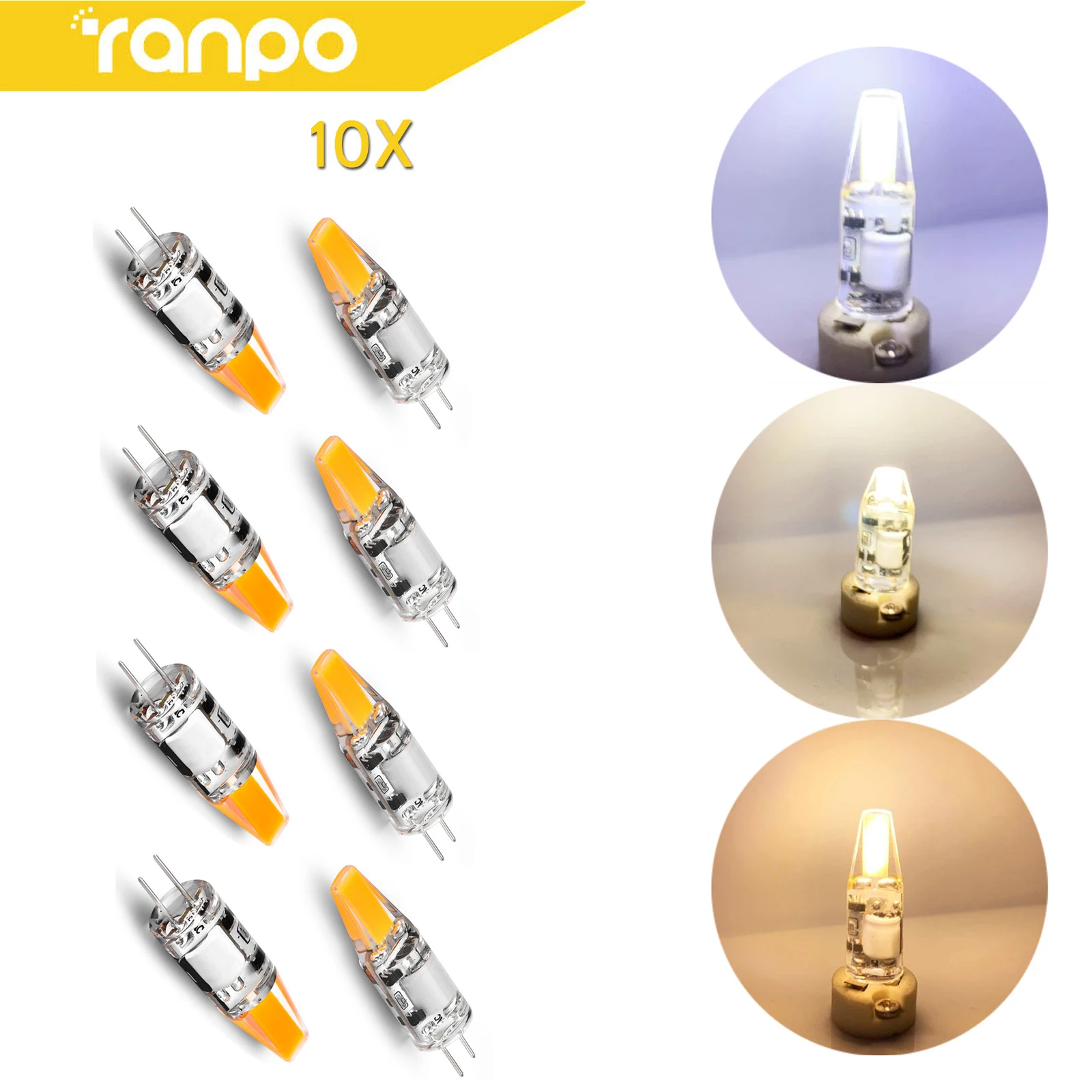 10pcs/Lot 2W 3W 5W AC/DC12V G4 LED Lamp Crystal Sapphire Lamp LED COB Chandelier LED Light Source Silicone Bulb Home Lighting