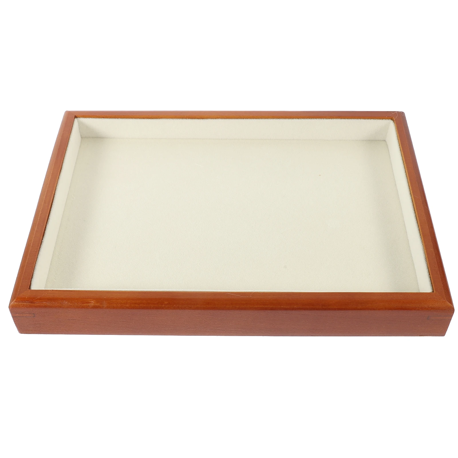 

Solid Wood Storage Lined Multi Functional Display Tray For Rings Earrings Wooden Tray For Home Store Use Household Jewelry