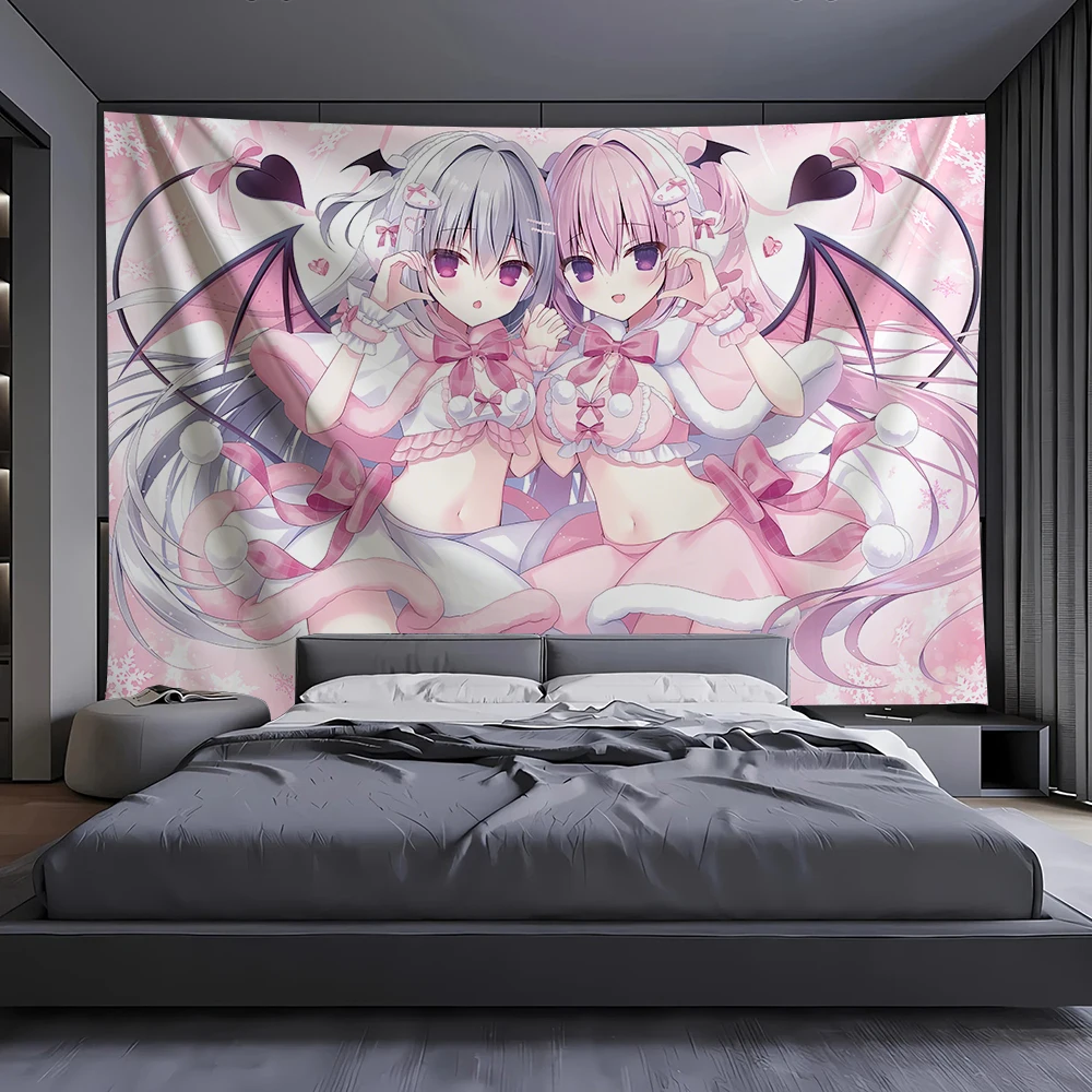 

Kawaii Hot Cute Anime Girl Large Fashion Tapestry Kawaii Pink Manga Wall Art XL Hanging Cloth Aesthetic Dorm Bedroom Decoration