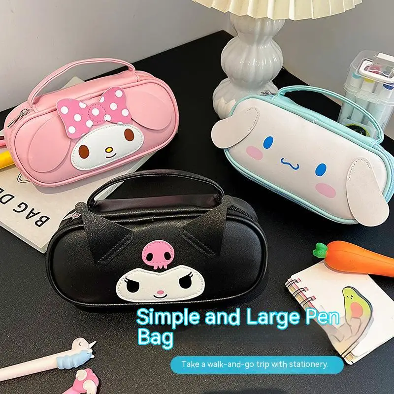 

Sanrio Stationery Bag 3pcs Kuromi My Melody Large-capacity Portable Pu Leather Pencil Case Student Cartoon Storage Pencil Case