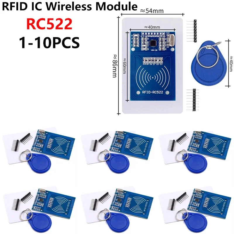 1-10PCS MFRC-522 RC-522 RC522 Antenna RFID IC Wireless Module For Arduino IC KEY SPI Writer Reader IC Card Proximity Module Ntag
