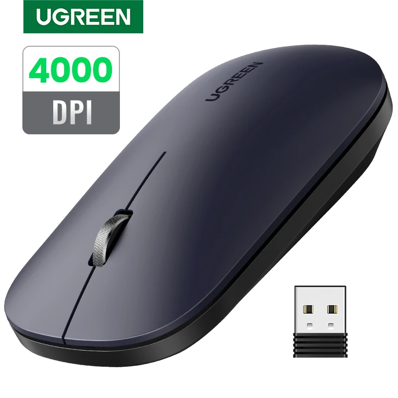 UGREEN 마우스 무선 자동 마우스 4000 인치 당 점 컴퓨터 노트북 PC 마우스 Souris Sans Fil 3cm 얇은 슬림 조용한 2.4G 무선 마우스