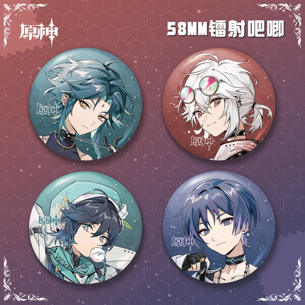 Game Genshin Impact Wanderer Xiao Barbatos Venti Kaedehara Kazuha Balladeer Cosplay Badge Pin SPTE Tinplate Brooch Prop