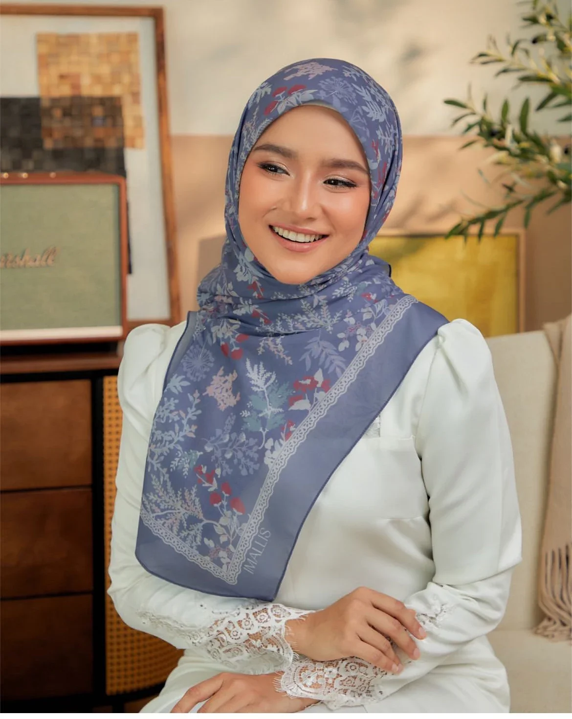 Jilbab Muslim syal katun dicetak Headcloth 110*110cm ikat kepala persegi besar Islami wanita jilbab syal selendang bungkus Turban