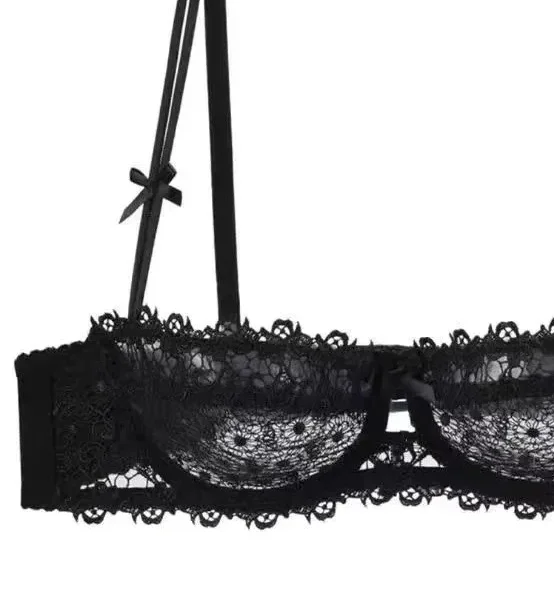 KUCLUT Sexy Lace French Ultra-thin Half-cup Underwear Women's Gathering Large Size Bra New Style