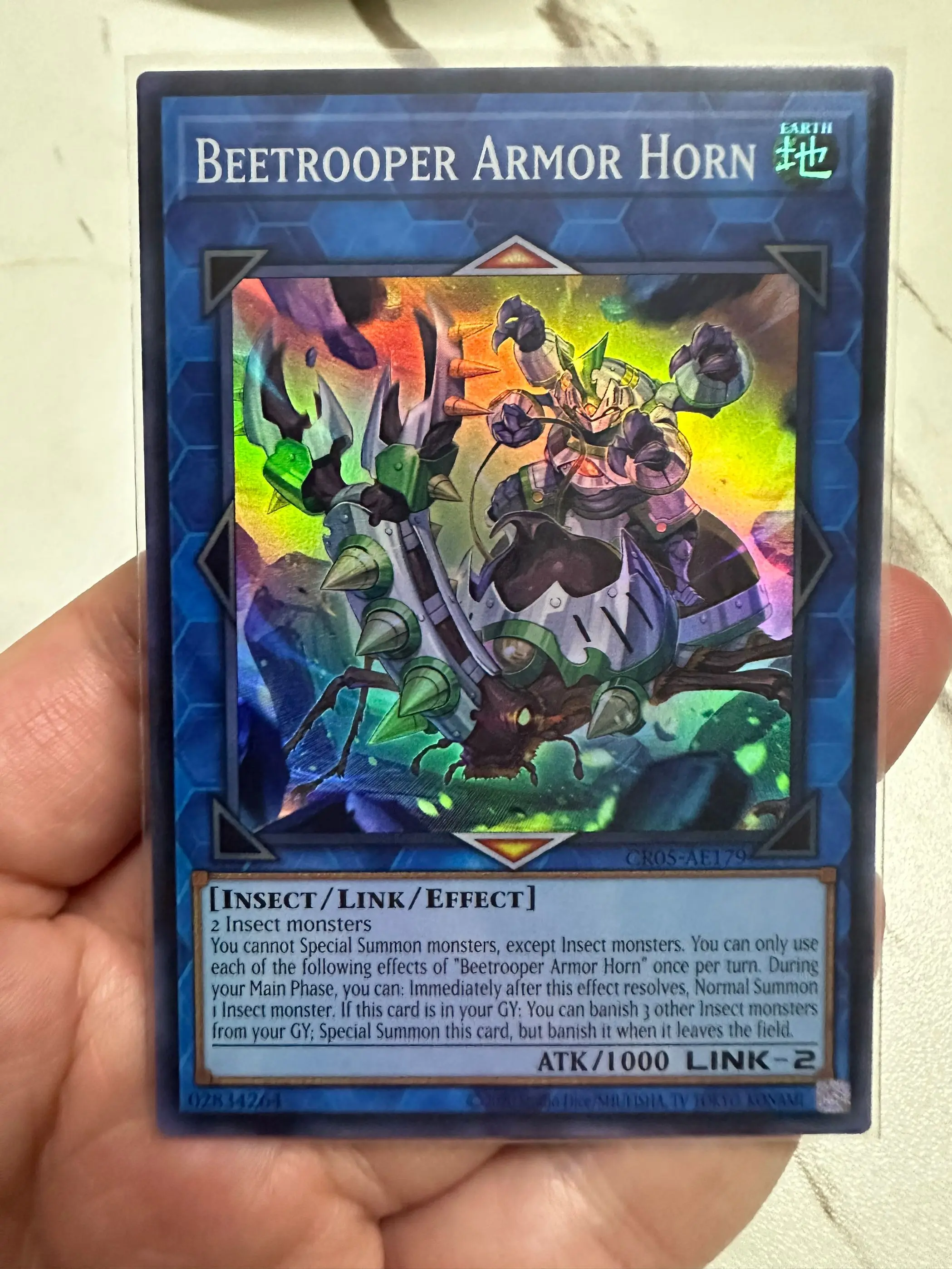 

Yugioh KONAMI Duel Monsters CR05-AE179 Beetrooper Armor Horn Super Rare Asian English Collection Mint Card