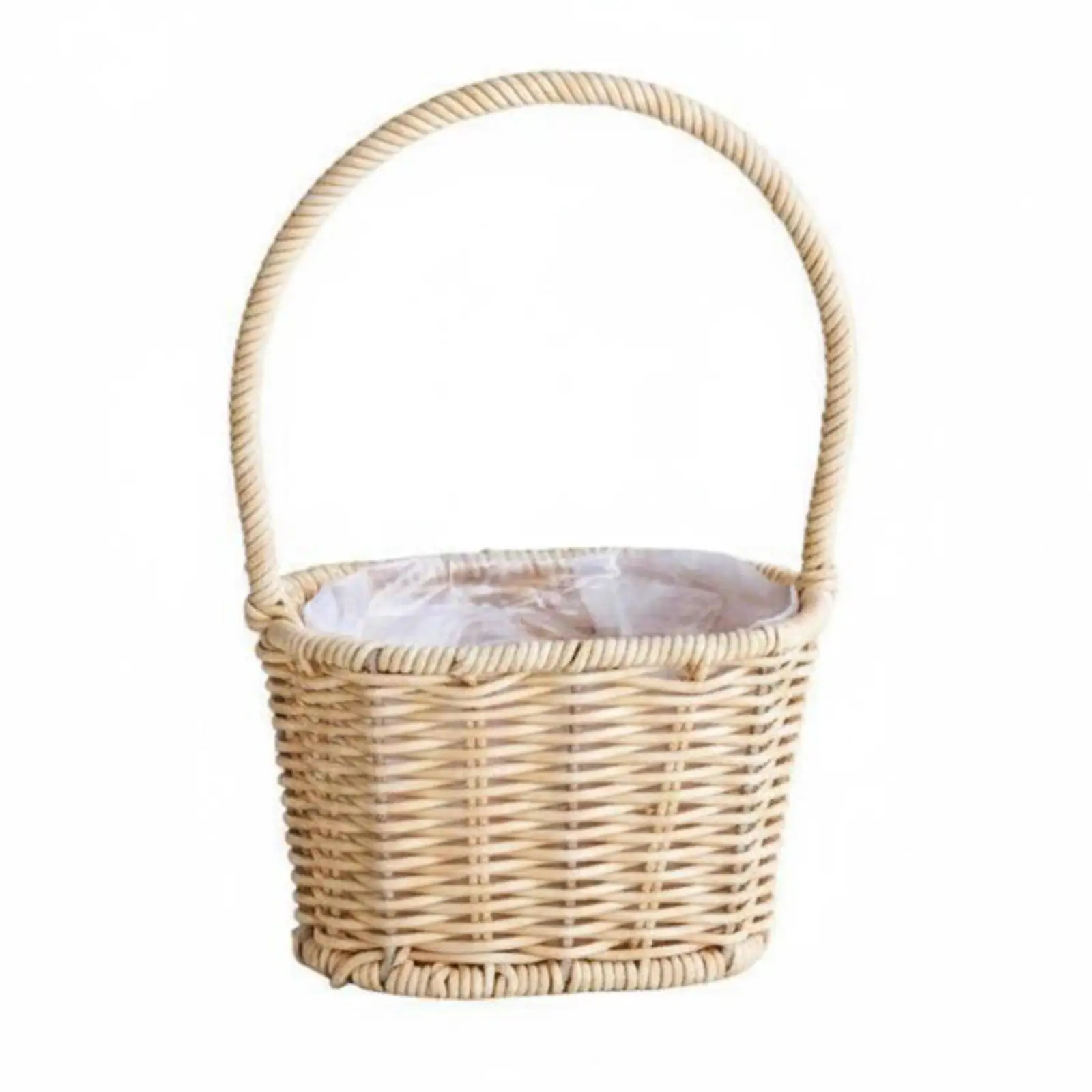 Woven Flower Basket, Multifunctional Storage Basket with Handle