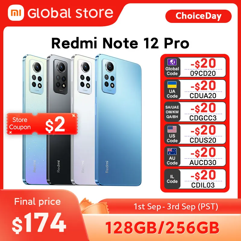 

Global Version Xiaomi Redmi Note 12 Pro 4G Smartphone Snapdragon 732G 8GB RAM 256GB ROM 120Hz AMOLED Display 108MP Camera 67W