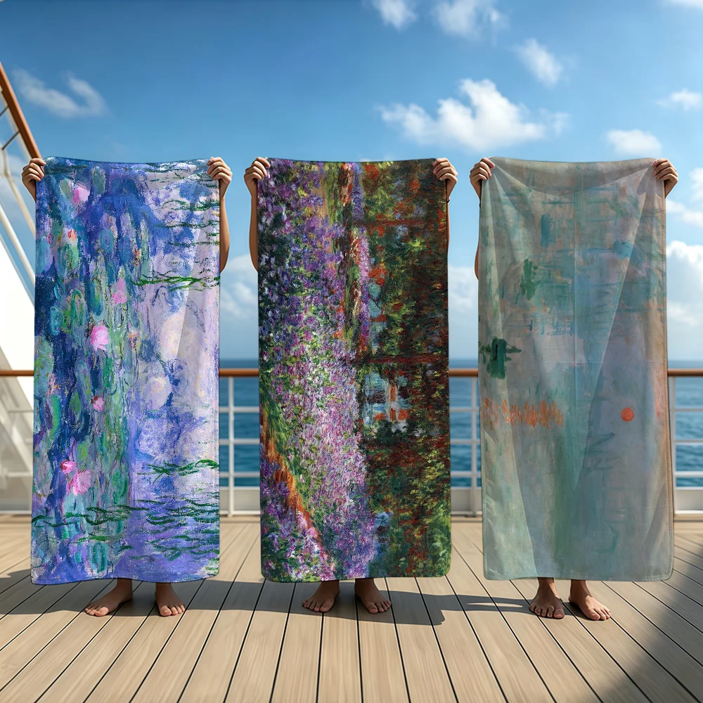 Art C-ClaudeS M-Monet Sunrise Towel Beach Oversized Soft Ultra Absorbent Quick Drying Large Pool Travel Camping Bathroom