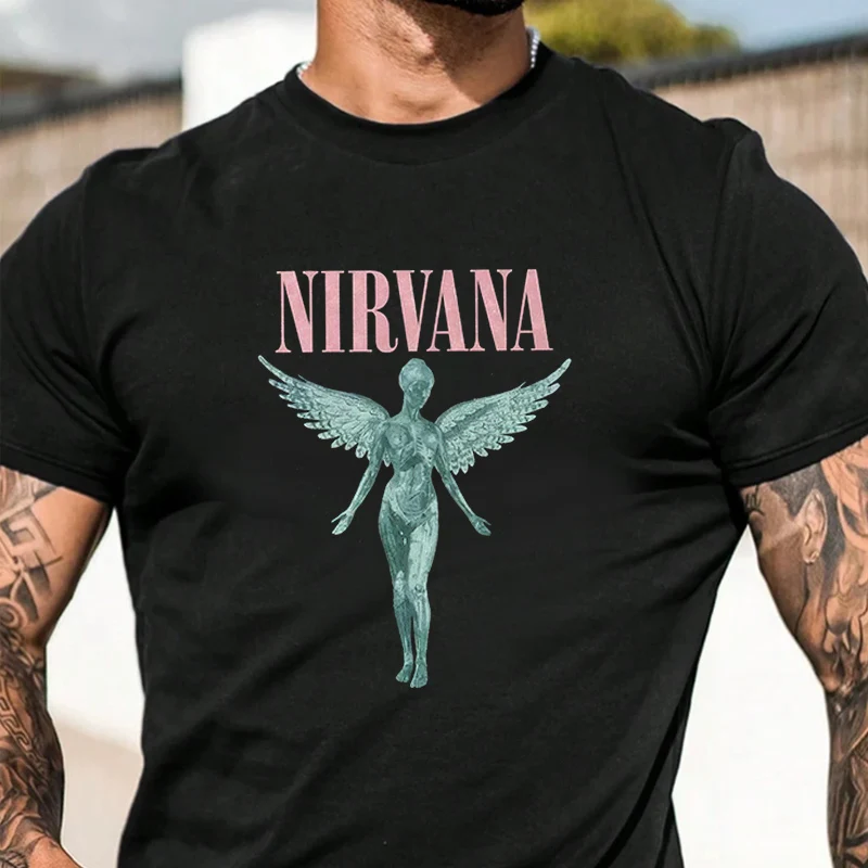 

Nirvanas In Utero Graphic Motorcycle T-Shirt Men Hip Hop Streetwear Unisex Casual Short Sleeve Tops