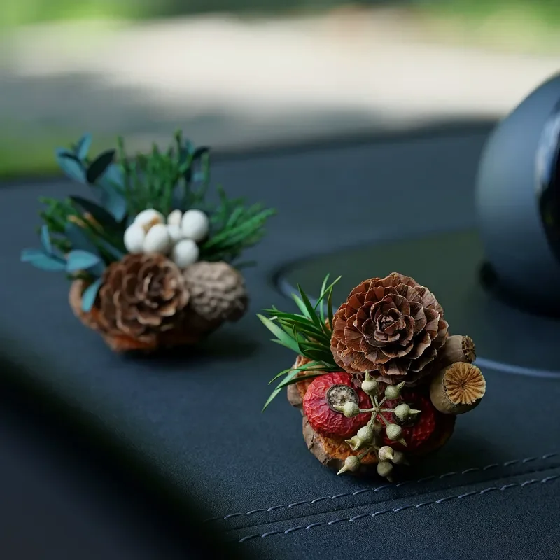 Handmade Dried Flowers and Fruits Car Aromatherapy Diffuser Interior Trend Plant Decoration Creative Holiday Gifts