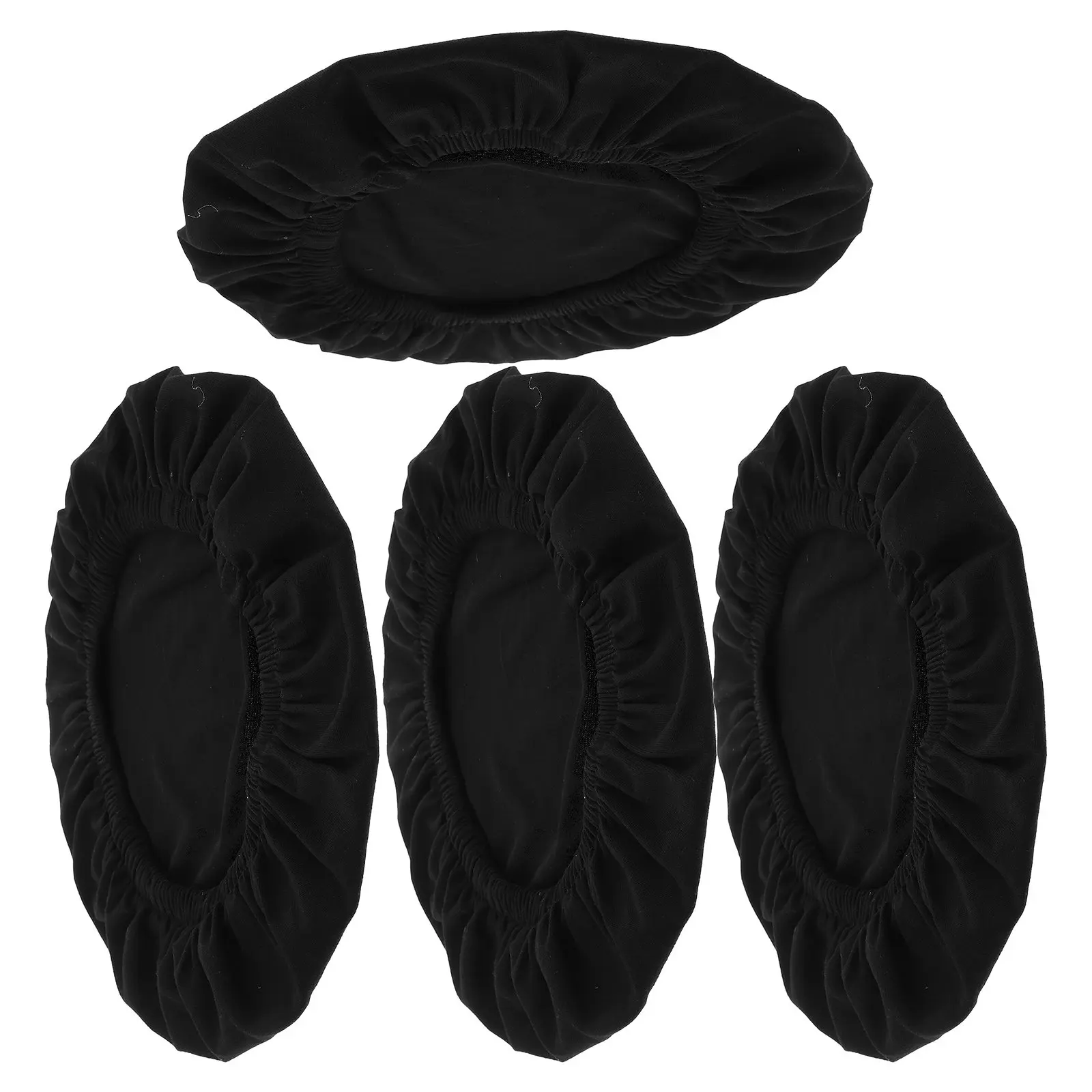 Elastic Round Stool Seat Covers 4 Pack 11 to 14 Inch Washable Stretch Barstool Cushion Protectors Black