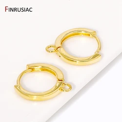 18K Gold Plated Brass Earring Hooks with Loop Round Ear Wires Huggie Hoop Earrings For DIY Dangle Earring Making Findings