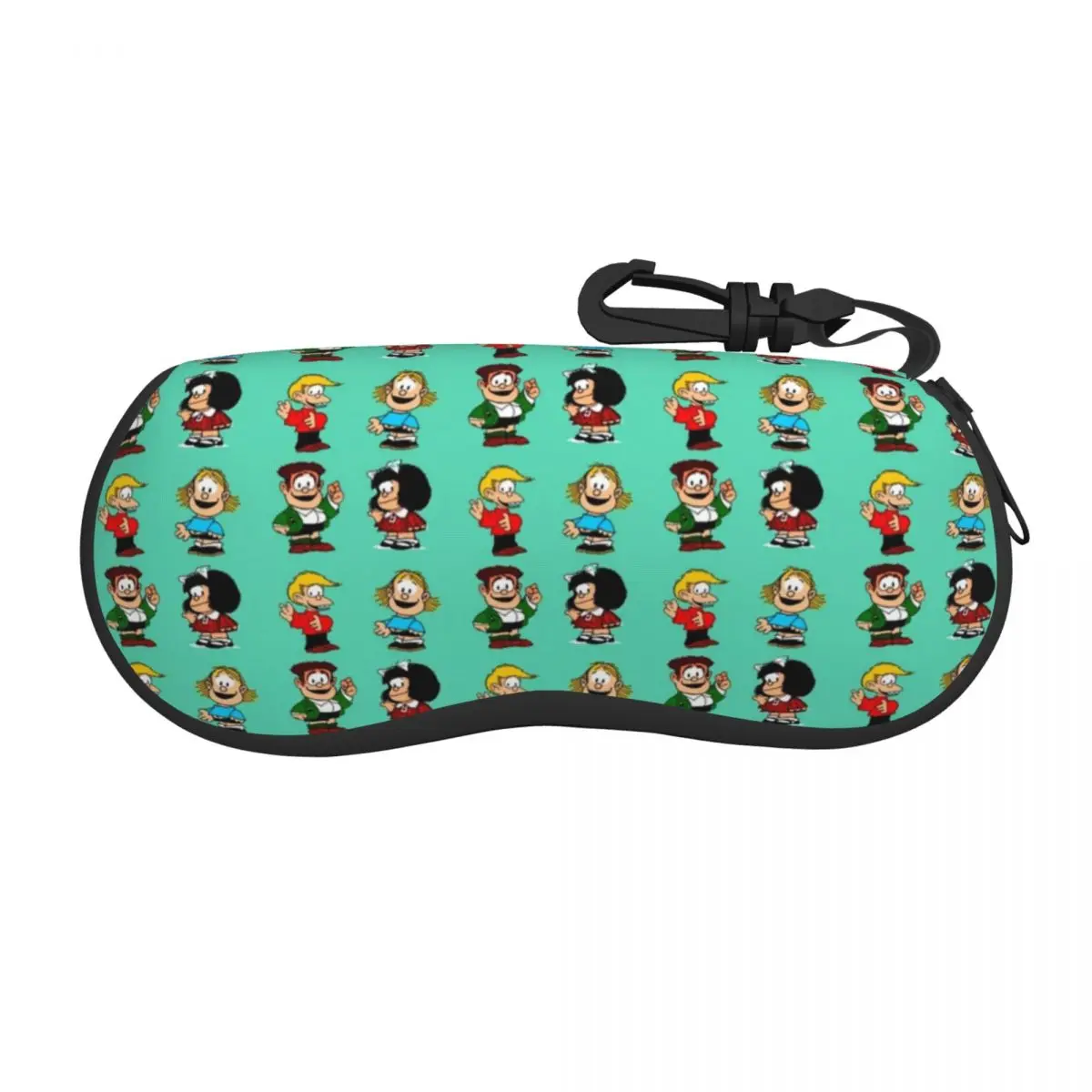 Kawaii Cartoon Mafalda Glasses Case Printing Manga Plaid Reading Storage Box Vintage Eyeglasses Box