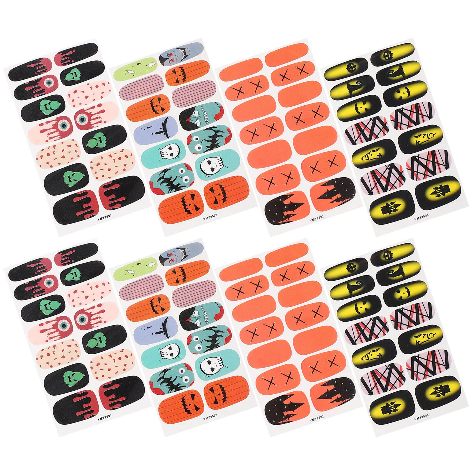 112Pcs Halloween Nail Stickers Nail Wraps Nail Polish Decal Strips for Women