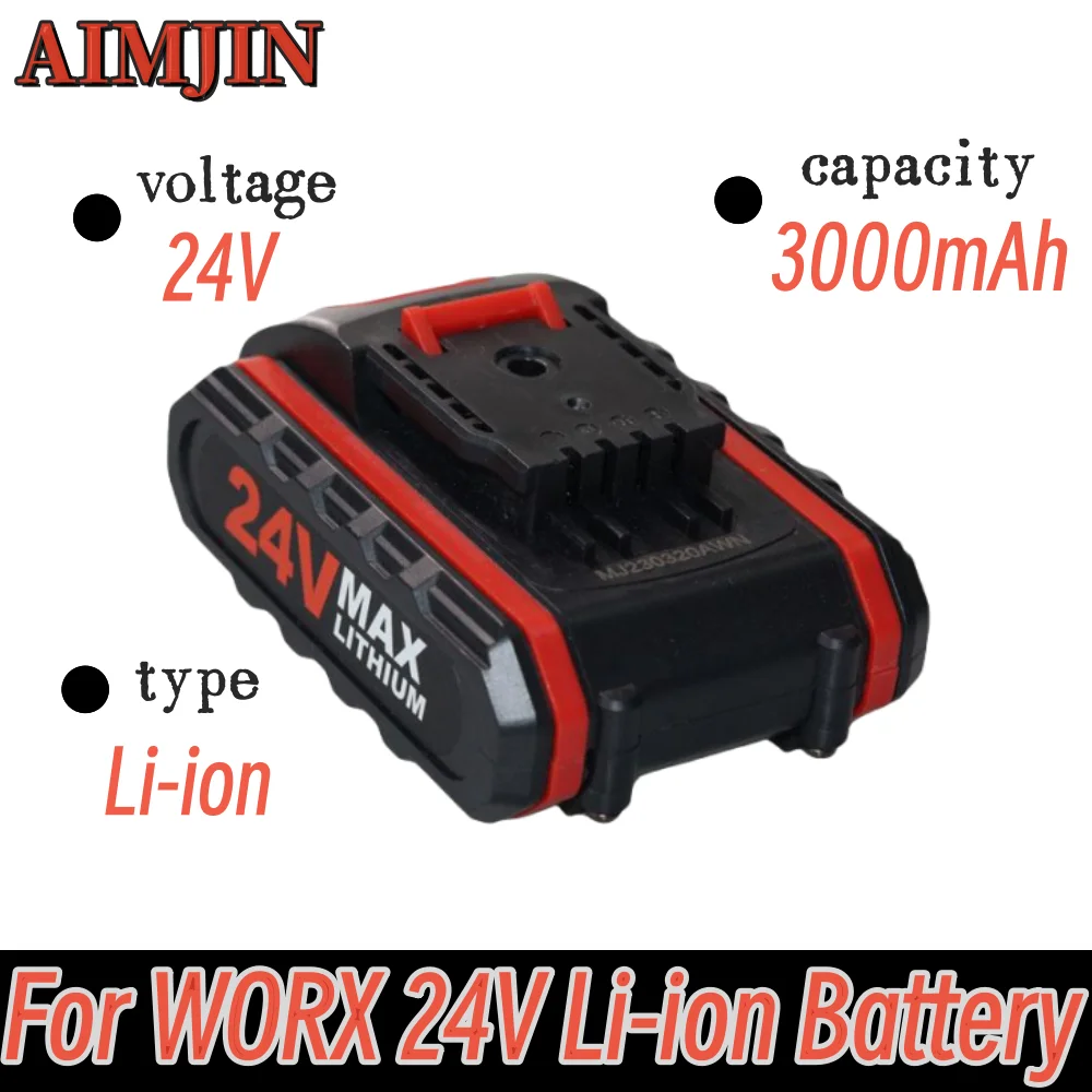 

24V 3000mAh lithium-ion replaceable replacement battery, suitable for WORX 24V cordless drill tool battery