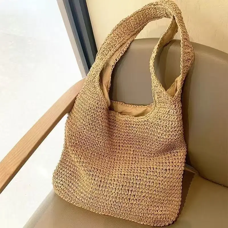 

Female Fashion Straw Women Shoulder Bags Paper Woven Handbags Large Capacity Summer Beach Straw Bags Casual Tote Purses