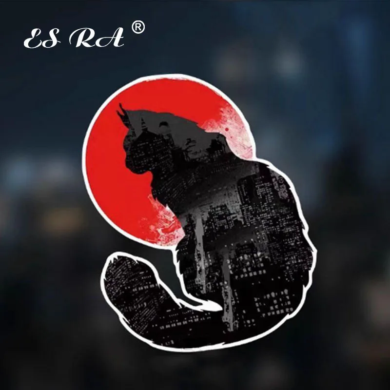 

Sunset City Silhouette Black Cat JDM Reflective Car Stickers Scratch Covering Waterproof Helmet Electric Car Motorcycle Decals