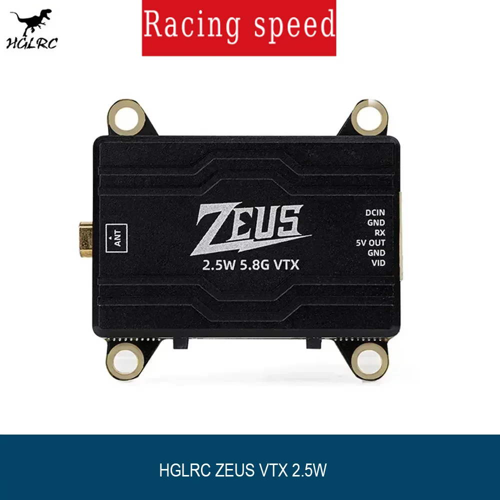 

HGLRC ZEUS 5.8G FPV VTX 2.5W Max 40CH 6-Level Power CNC Cooling 2-6S LiPo for Long-Range FPV Drones RC Quadcopter