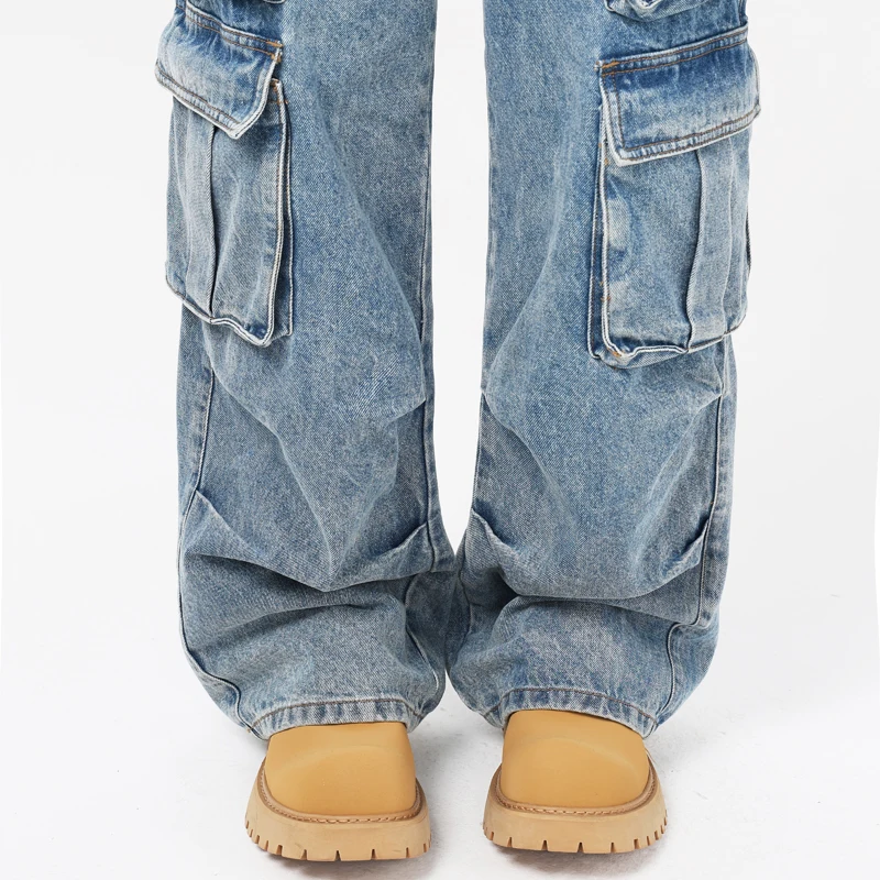 Herbst männer Baggy Jeans Blau Breite Beine Denim Hosen Oversize Cargo Koreanische Mode Männlichen Kleidung Streetwear Hosen Jogginghose