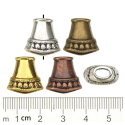 30pcs Jewellery Accessories Beads Caps For Charms Tassels Flat Hole Antique Bronze Silver Plated Metal Hat Handmade Wholesales