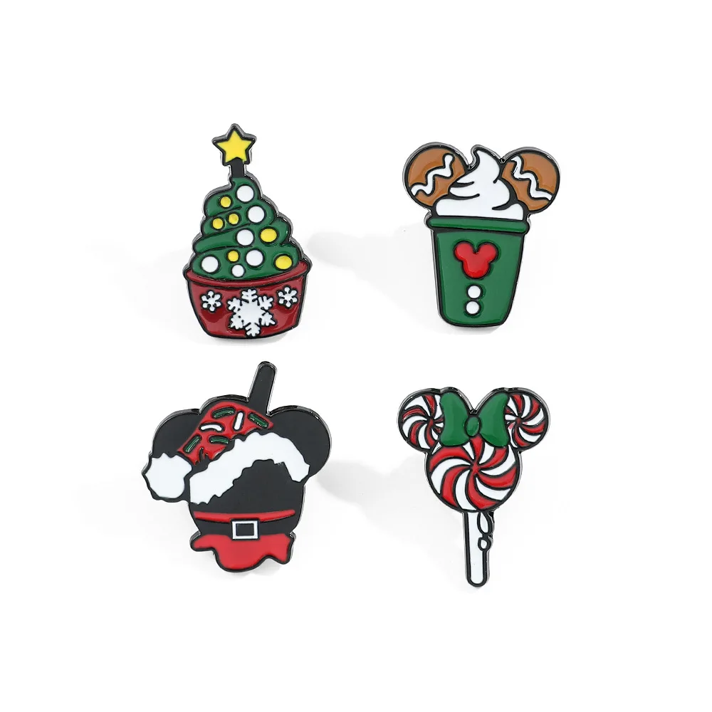 

Christmas Cartoon Character Brooch Christmas Tree Mickey Mouse Enamel Pin Metal Badge Jewelry Clothing Backpacks Accessories