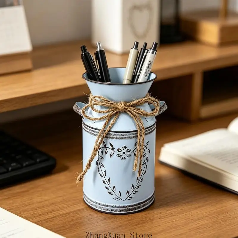 Bauernhaus Eisen dekorative Blumenvasen antike Milchkannenkrüge mit und Seil für Garten Hochzeit Home Office Dekore 3XUF – Detail 9