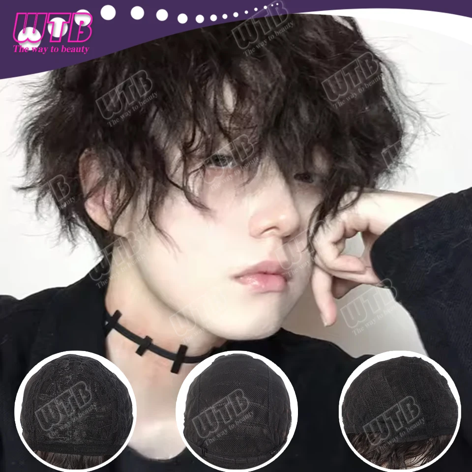 Short Synthetic Wig Unisex Multi-Color Short Curly Wig Adds Hair Volume Changes Hairstyle Suitable for Daily Wear and Holidays