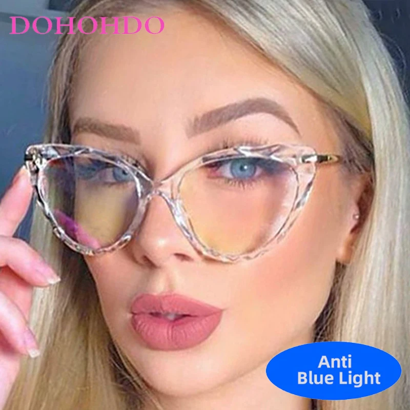 Trendy TR90 Big Cat Eye Merk Designer Blauw Licht Blokkeren Bril Voor Vrouw Man Optische Bril Voor Computer Gebruik Lentes О www