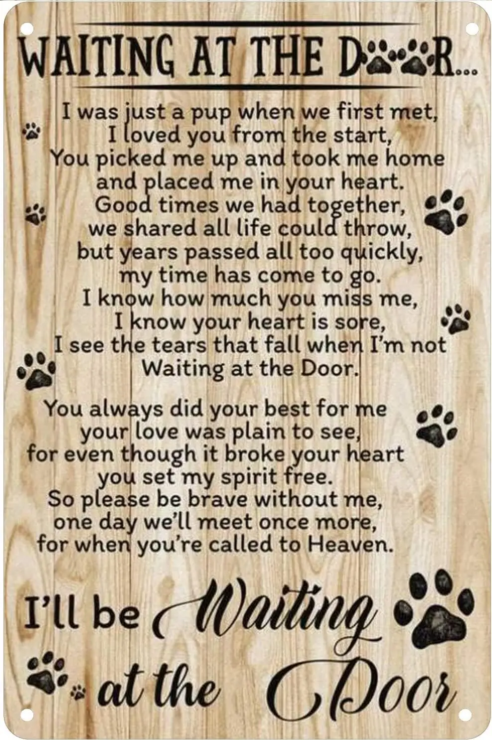 I’ll Be Waiting At The Door Dog Retro Metal Tin Sign Aluminum Sign For Home Decor Room Metal Decor